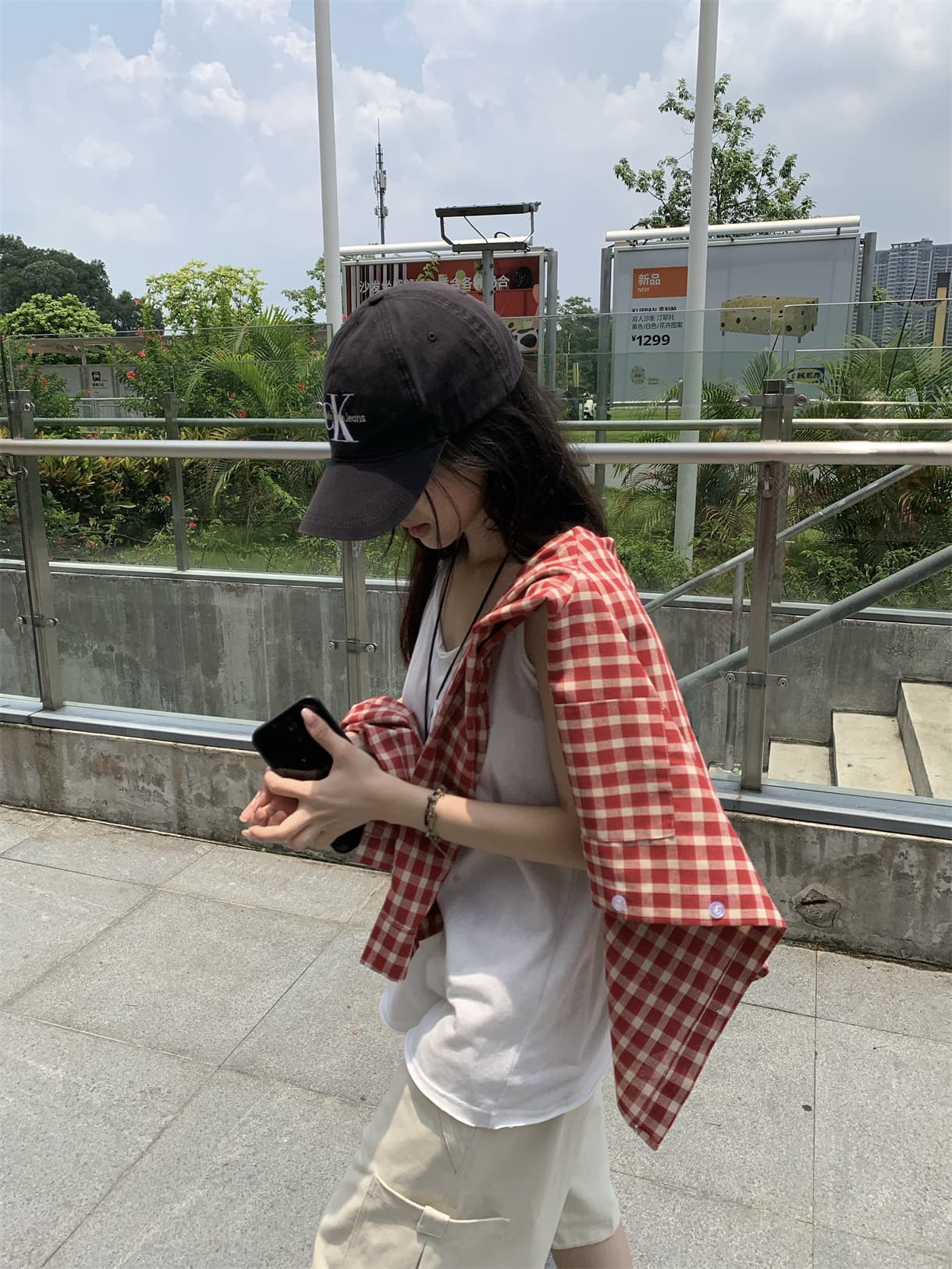 실사 정가 이른 가을 아메리칸 느긋한 디스플레이 화이트 체크무늬 루즈핏 긴팔 셔츠 스택 착용 재킷 상세 이미지 24