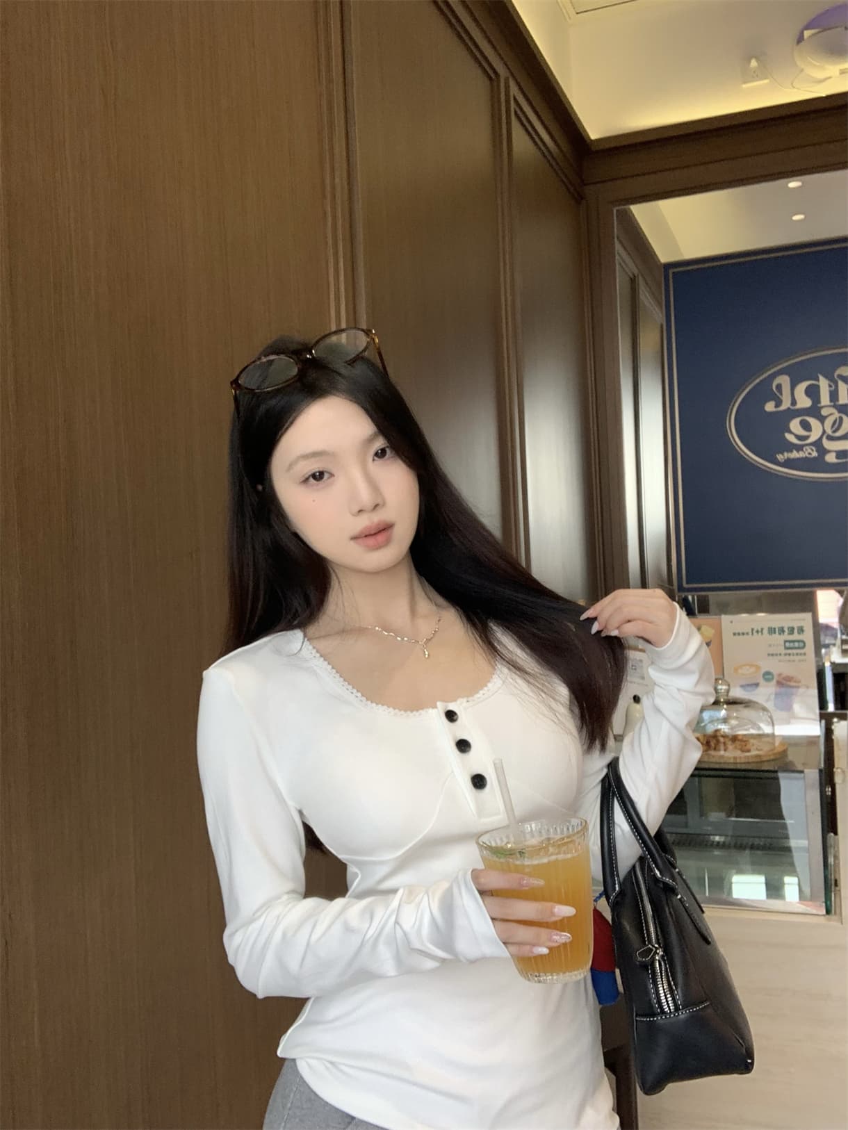 실사 정가 다용도 레이스 패치워크 티셔츠 인사이드 가져 가라. 몸매 가꾸기 긴팔 기본 셔츠 상세 이미지 1