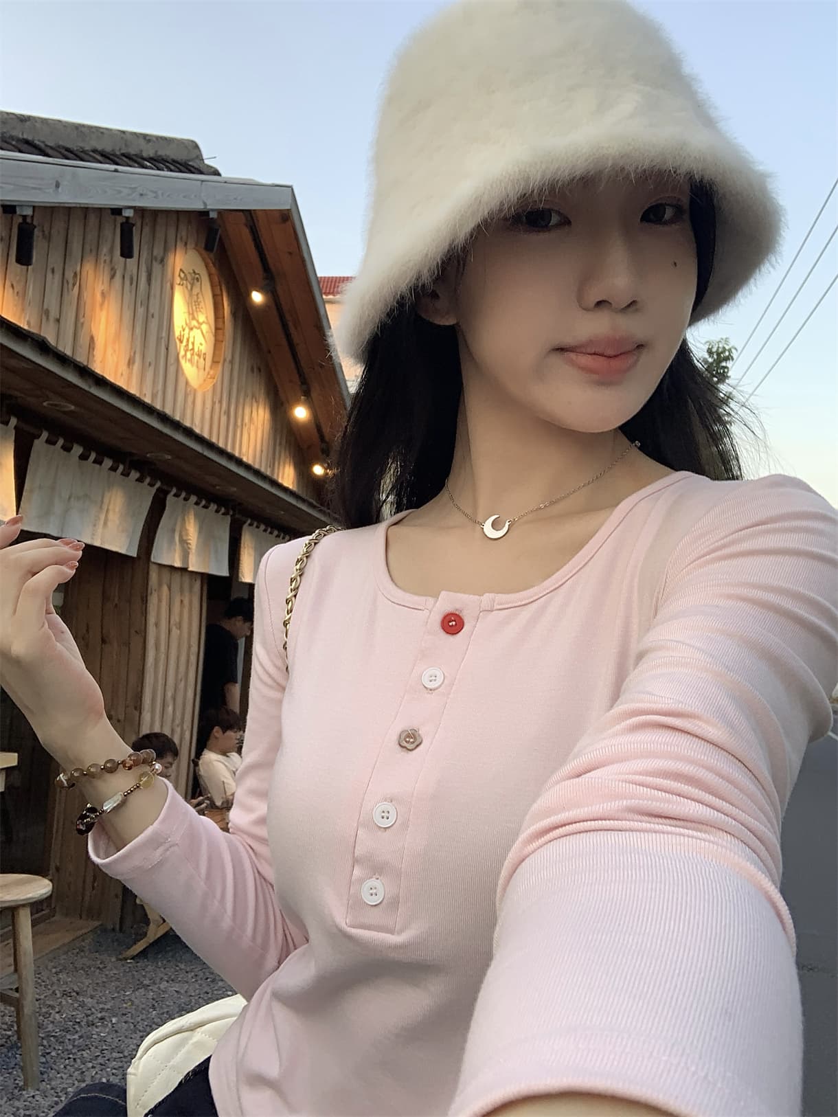 실사 정가 색상 버클 방정식 가을 헨리 칼라 긴팔 티셔츠 인사이드 가져 가라. 몸매 가꾸기 기본 셔츠 상세 이미지 2