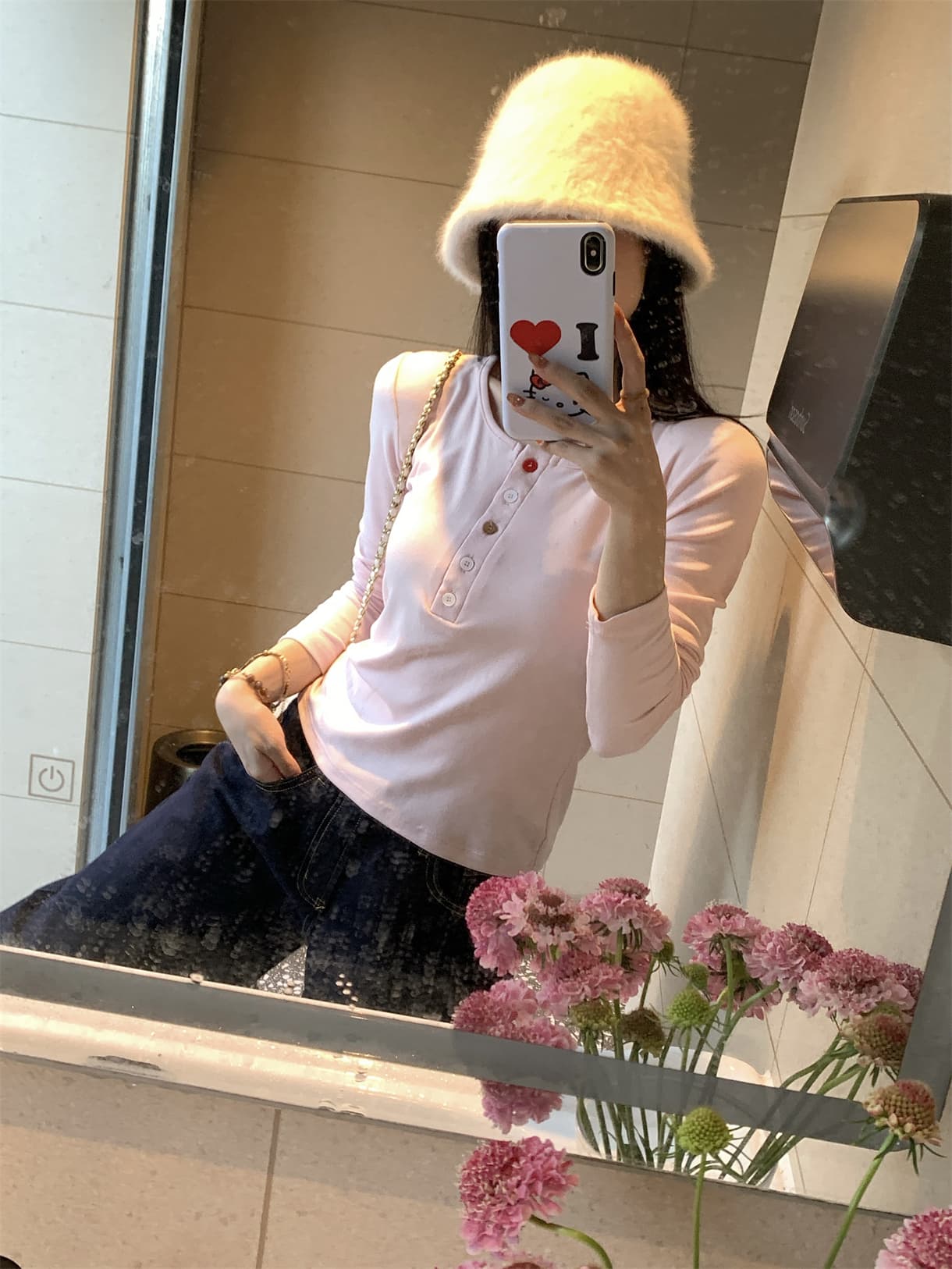 실사 정가 색상 버클 방정식 가을 헨리 칼라 긴팔 티셔츠 인사이드 가져 가라. 몸매 가꾸기 기본 셔츠 상세 이미지 13