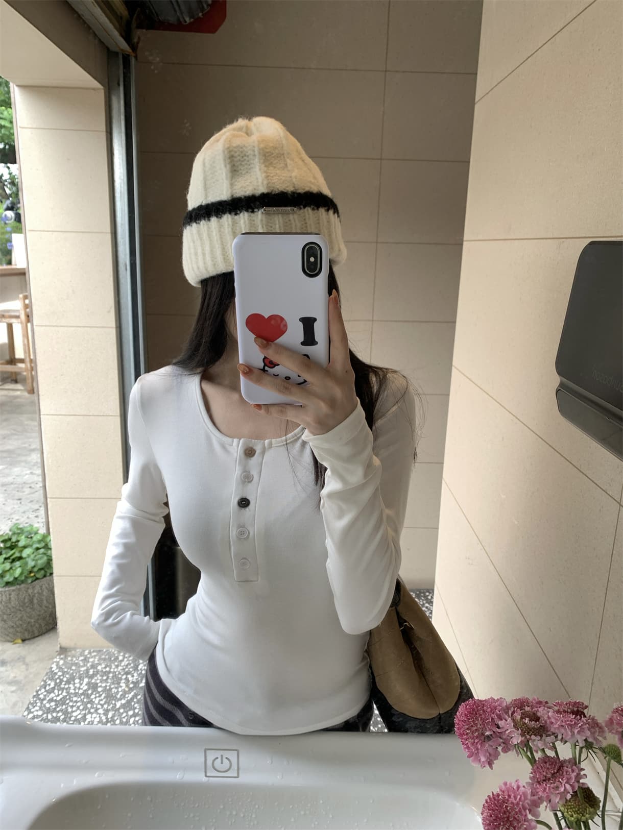 실사 정가 색상 버클 방정식 가을 헨리 칼라 긴팔 티셔츠 인사이드 가져 가라. 몸매 가꾸기 기본 셔츠 상세 이미지 23