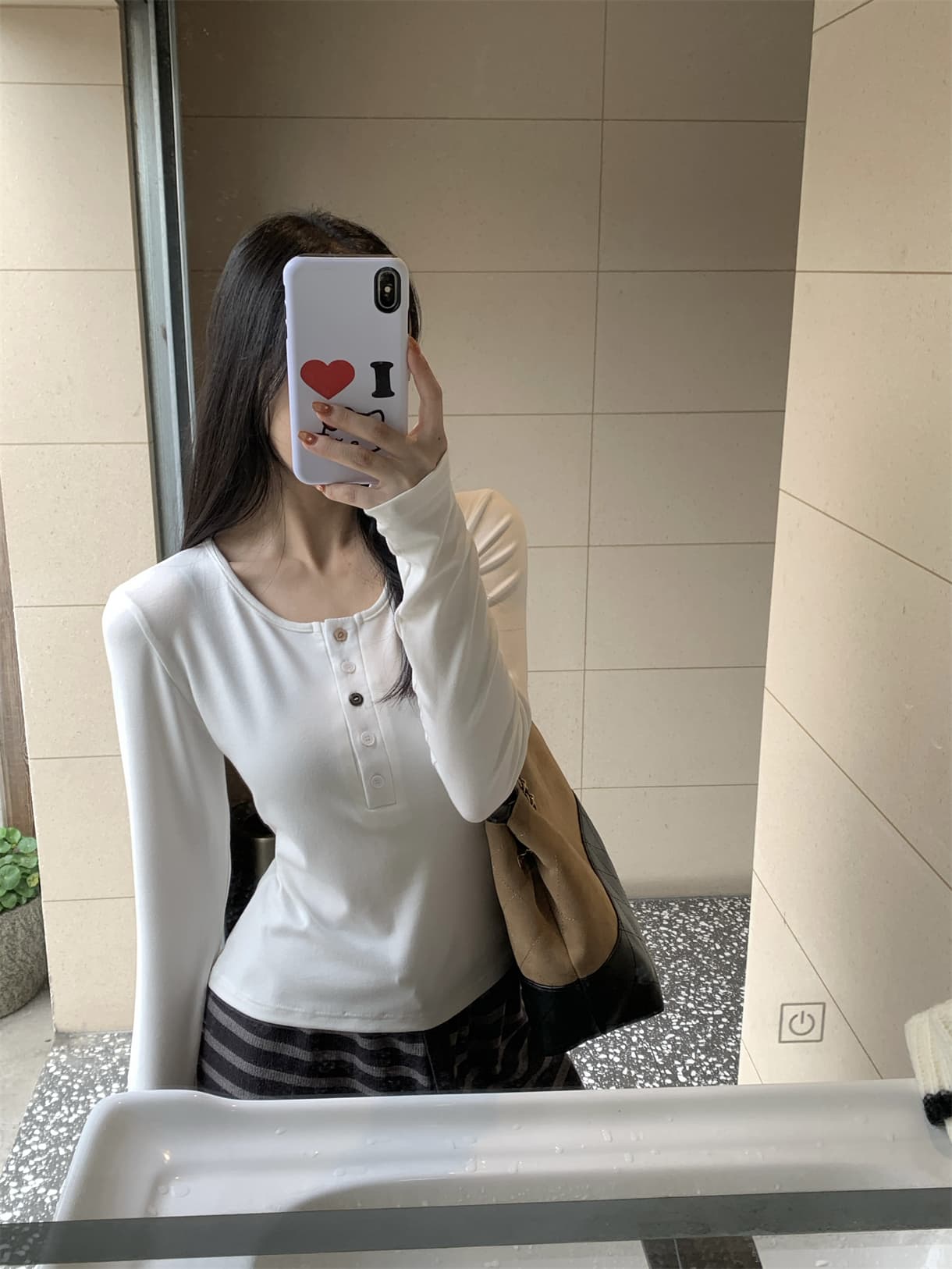 실사 정가 색상 버클 방정식 가을 헨리 칼라 긴팔 티셔츠 인사이드 가져 가라. 몸매 가꾸기 기본 셔츠 상세 이미지 27