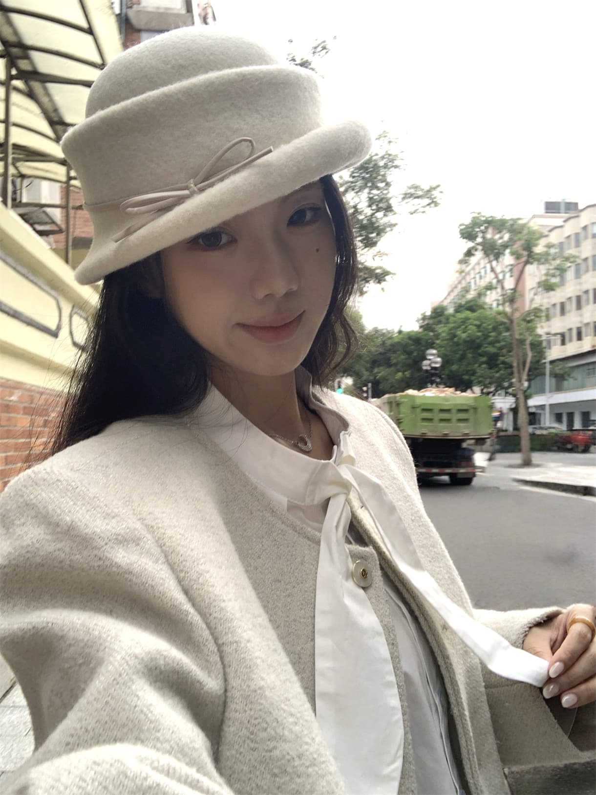 실사 정가 가을 겨울 토끼 귀 부드러운 바람 나비 매듭 다용도 긴팔 셔츠 스택 착용 인사이드 잡아라. 의류 상세 이미지 12