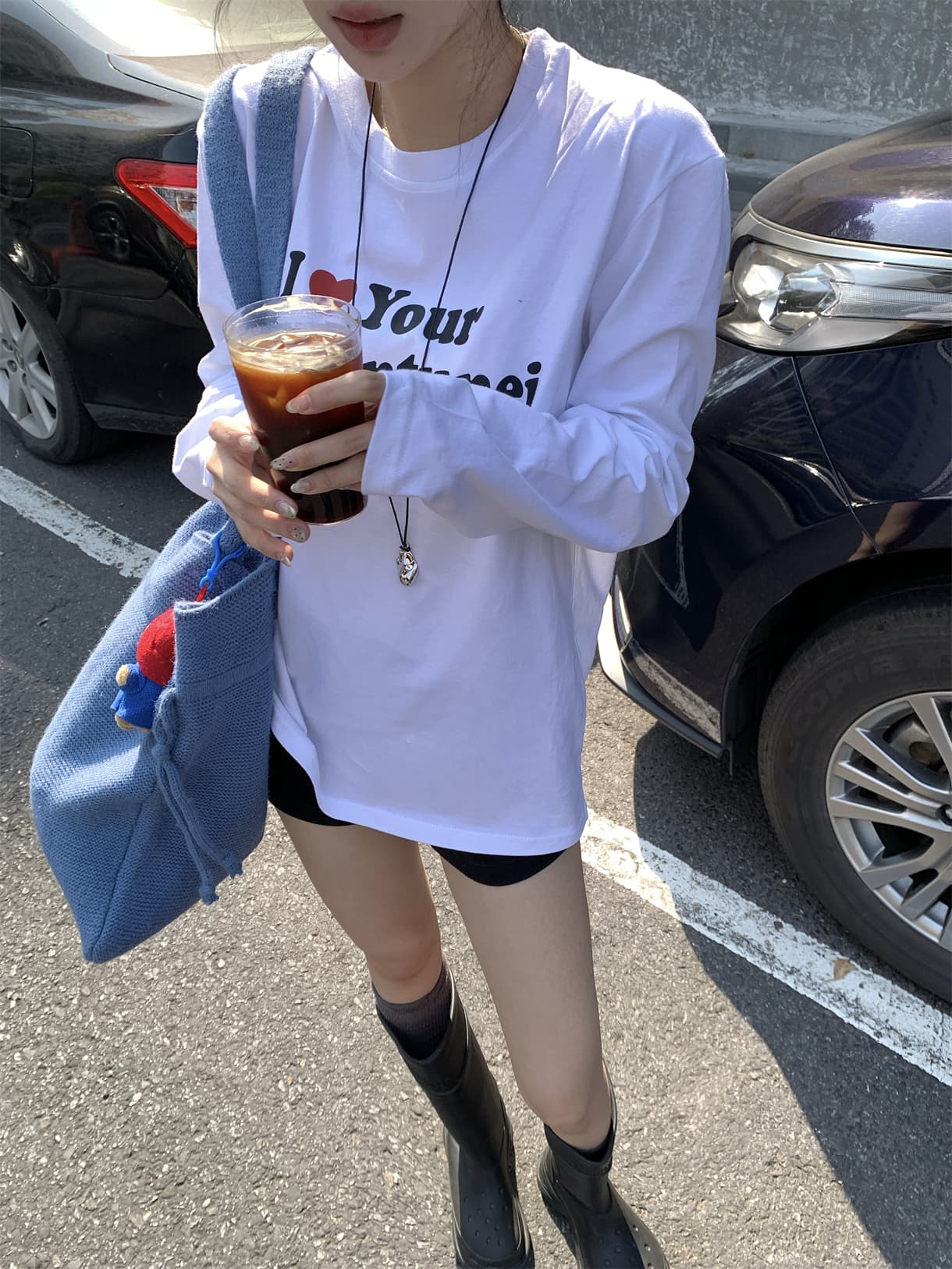 실사 정가 이른 가을 한 부서 느긋한 알파벳 프린트 긴팔 티셔츠 루즈핏 인사이드 잡아라. 의류 상세 이미지 11