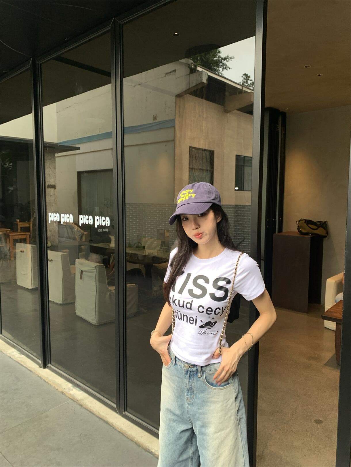 실사 정가 아메리칸 느긋한 알파벳 프린트 쇼트 스타일 티셔츠 긍정적 인 어깨 의류 상세 이미지 16
