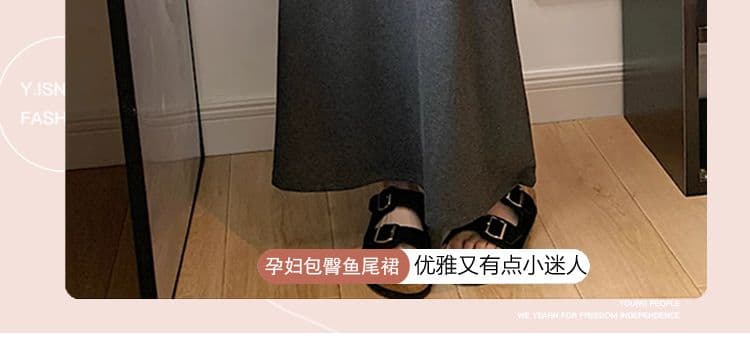 임산부 도루 센스 한 마디 중간 길이 스커트 봄 여름 외출용 하이웨이스트 타이트 스커트 슬림해 보이는 인어 꼬리 스커트 반신 스커트 상세 이미지 3
