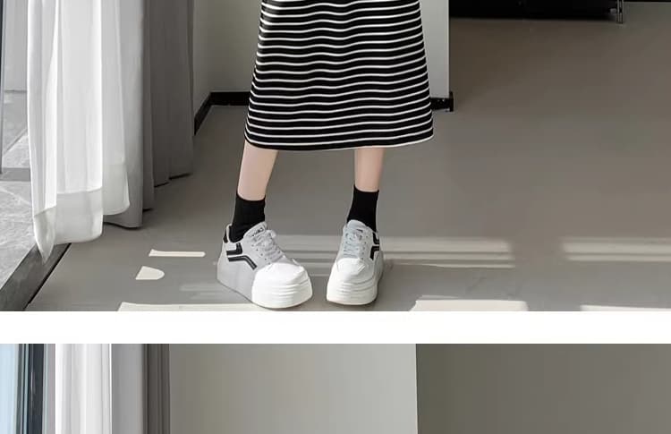 여름 새로운 임산부 반신 스커트 이후 트임 스트라이프 캐주얼 다용도 외출용 캐주얼 반신 스커트 상세 이미지 48