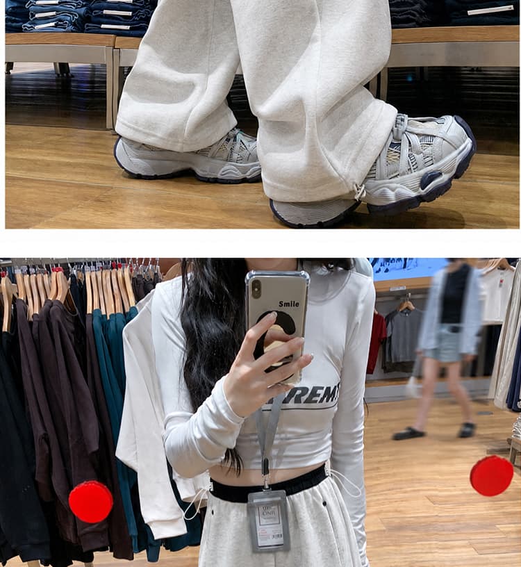 새로운 가을 아메리칸 둘 착용 임산부 바지 외출용 좁은 에디션 와이드 레그 팬츠 모통이 칼 바지 슬림해 보이는 웨이 바지 캐주얼 바나나 바지 상세 이미지 47