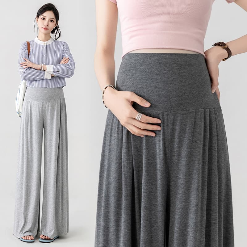 실사 제로 중력 없음 조정 벨트 임산부 바지 가을 겨울철 연삭 털 양모 치마바지 와이드 레그 팬츠 찹쌀 바지 이미지 3