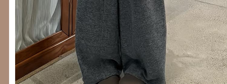 임산부 바지 가을 겨울철 도루 센스 모직 루즈핏 느긋한 와이드 레그 팬츠 배 모양 몸 슬림해 보이는 찹쌀 캐주얼 바지 상세 이미지 4