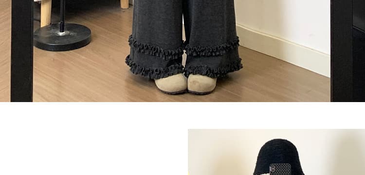 임산부 바지 가을 겨울철 느긋한 루즈핏 슬림해 보이는 와이드 레그 팬츠 프릴 캐주얼 스트레이트 긴 바지 상세 이미지 29