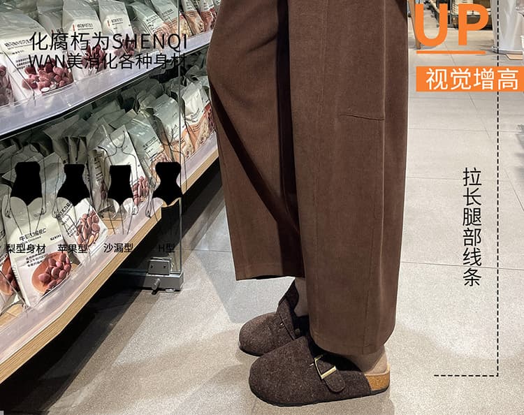 임산부 바지 가을 겨울철 느긋한 루즈핏 슬림해 보이는 와이드 레그 팬츠 스트레이트 풍선 바지 9부 바지 상세 이미지 25