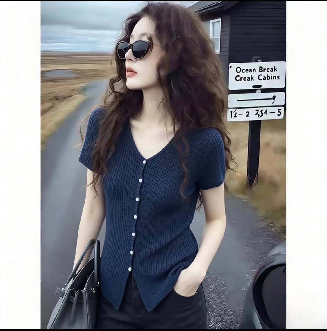 차가운 리넨 면화 폴 제인 백만 수 있습니다. 바이 가져 가라. 몸매 가꾸기 V넥 종이 사람들 니트 스웨터 자외선 차단 반팔 맨위 상세 이미지 2
