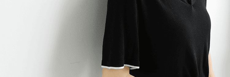 검정색 폴로 칼라 긍정적 인 어깨 반팔 티셔츠 여성 여름 프랑스식 고급 센스 빛 요리 한 바람 얼음 실크 니트 스웨터 polo 맨위 상세 이미지 13