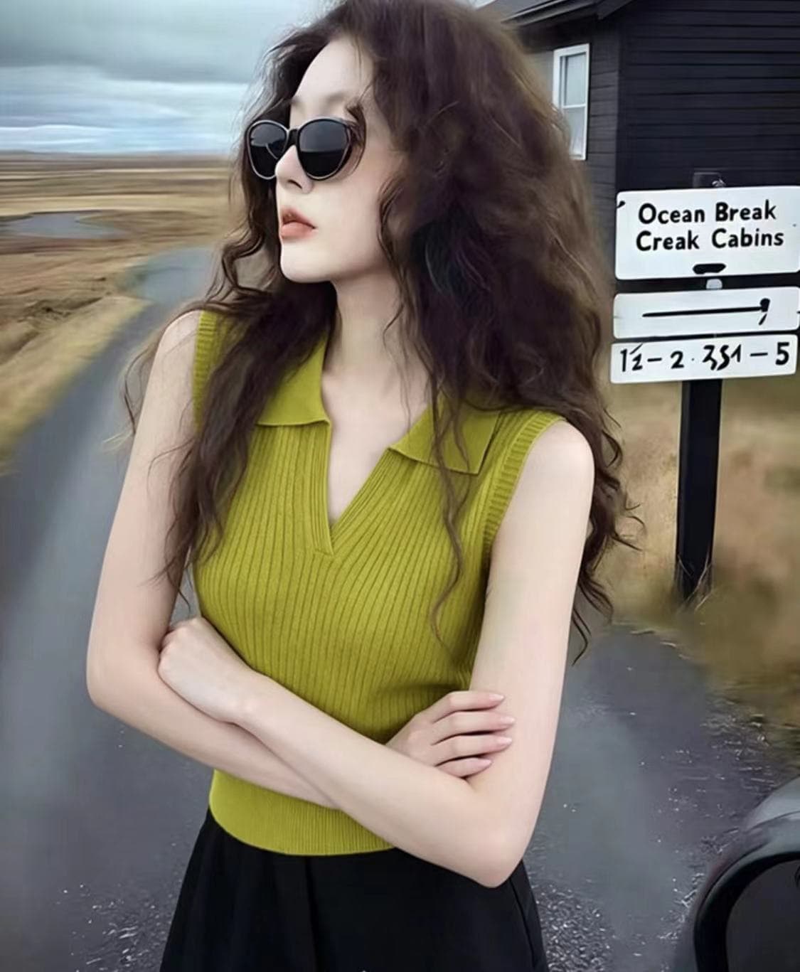 2026 여름 새로운 POLO 칼라 민소매 미니멀리즘 슬림해 보이는 조끼 여성 한 부서 몸매 가꾸기 슬림해 보이는 캐주얼 니트 맨위 상세 이미지 1