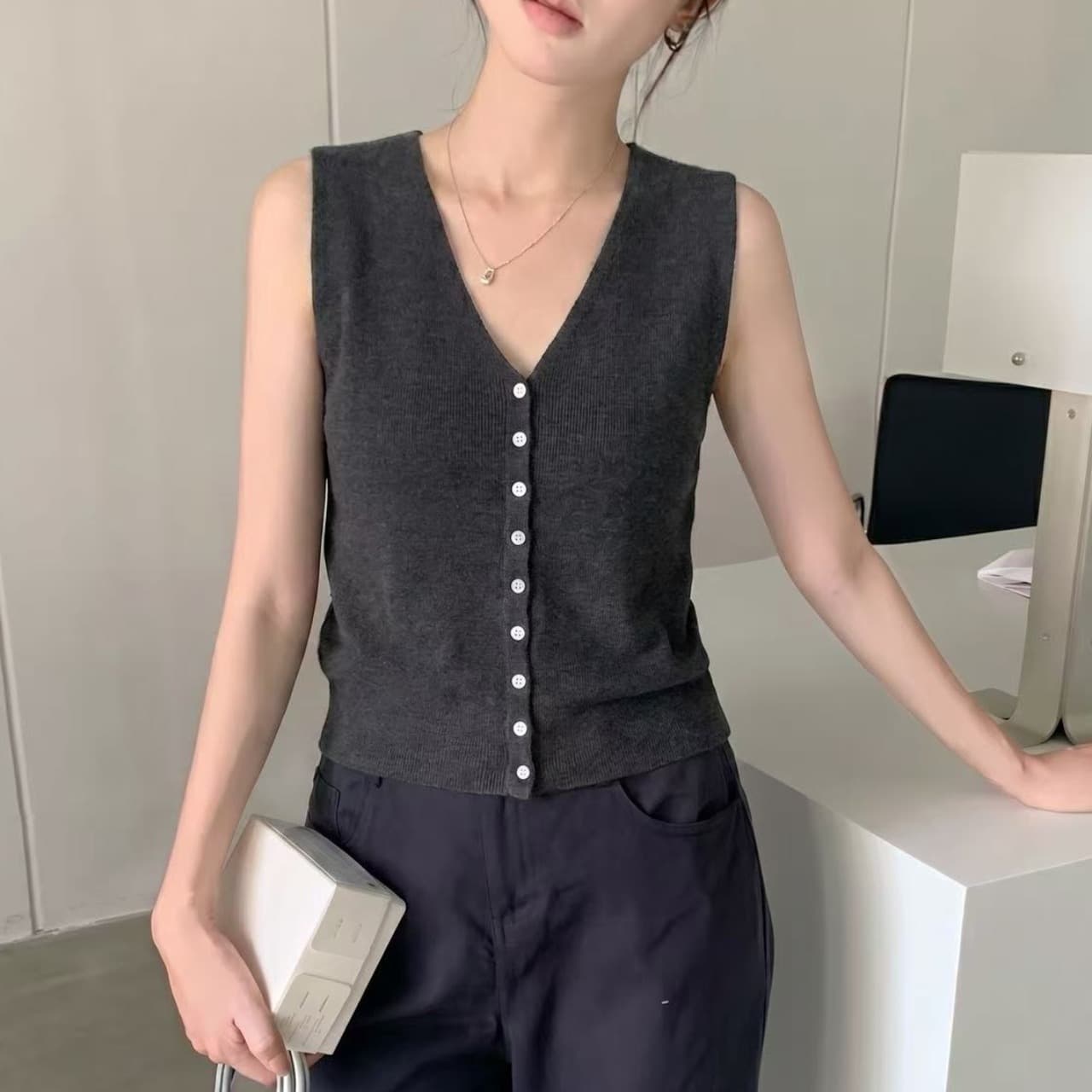 3hlady 이른 가을 오래된 돈 독일 양쯔강 실 120s 슈퍼 좋은 아름다운 Connaught 양모 몸매 가꾸기 신축성 니트 베스트 이미지 5