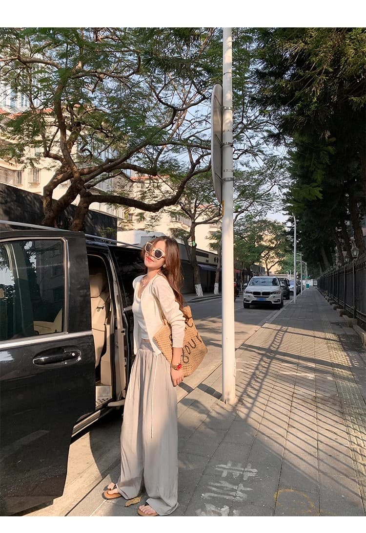 한 번 작은 짭짤한 한 부서 다용도 긴팔 라운드 넥 자외선 차단 오픈 가디건 여성 여름 루즈핏 슬림해 보이는 얇은 스타일 니트 맨위 상세 이미지 3