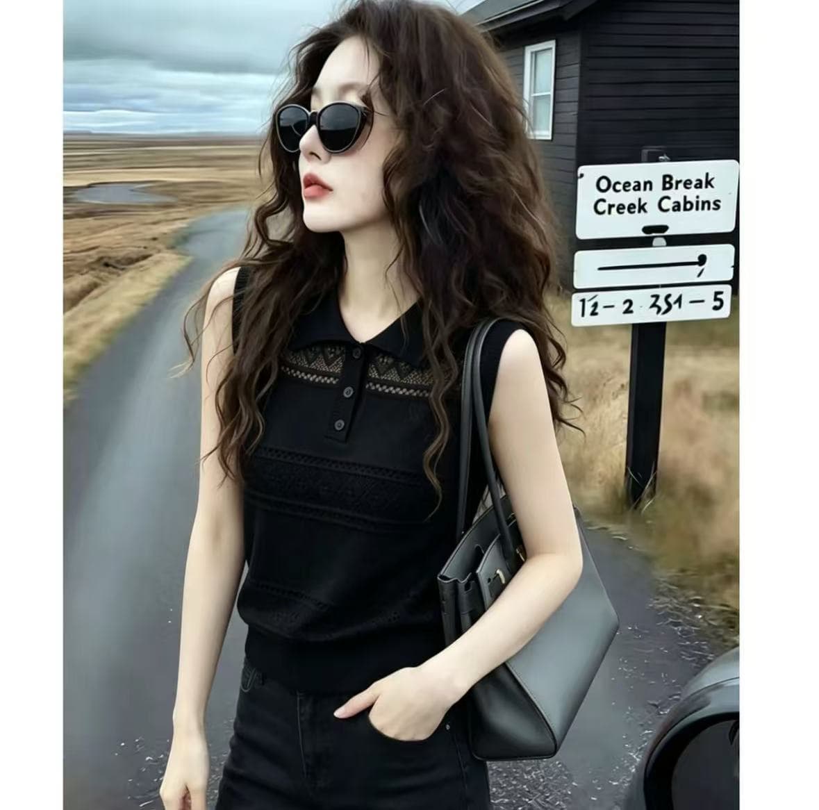 폴로 칼라 캐미솔 2026 새로운 여름 폭발 품격 다용도 인사이드 가져 가라. 패션 외국 가스 세련된 니트 스웨터 상세 이미지 2
