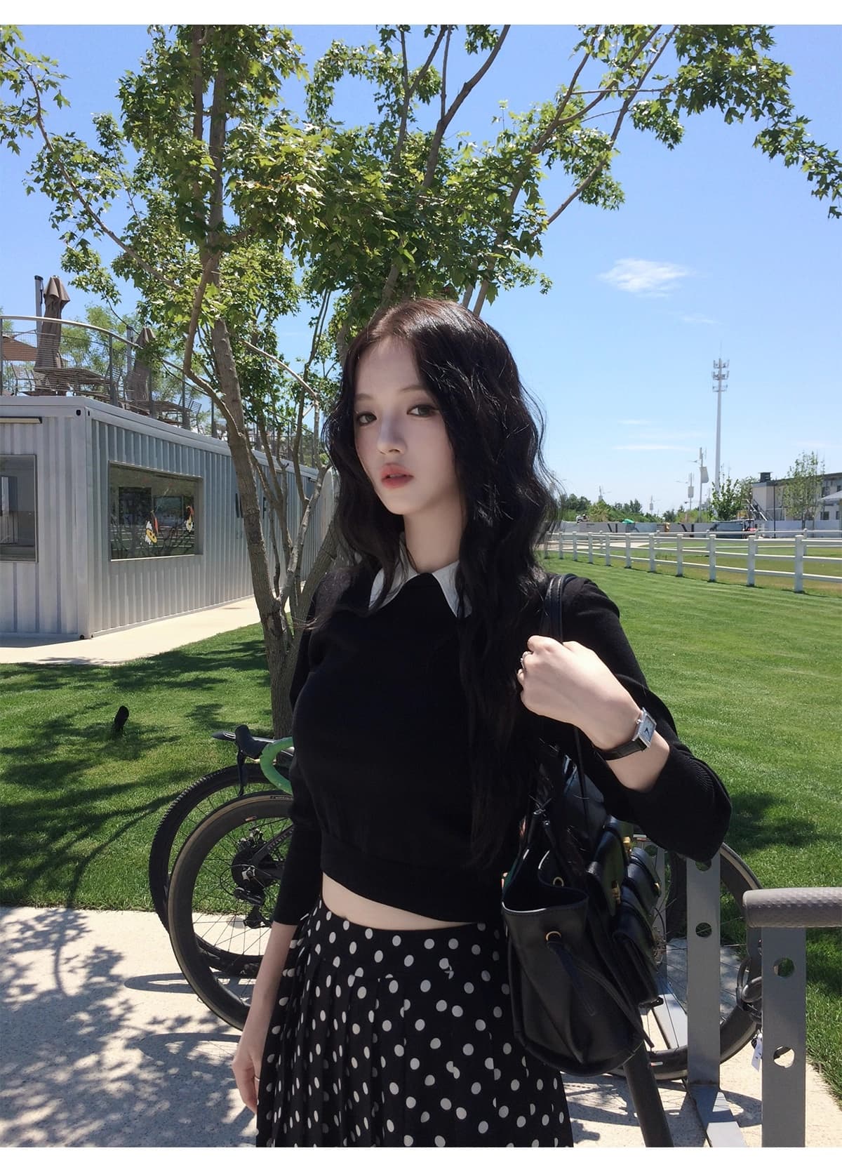 neurcz 검정색 긴팔 니트 스웨터 여성 이른 가을 몸매 가꾸기 슬림해 보이는 미니멀리즘 다용도 캐주얼 폴로 칼라 맨위 상세 이미지 8