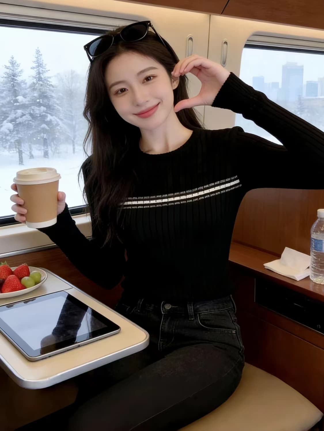 라운드 넥 니트 스웨터 여성 새로운 가을 겨울 인사이드 잡아라. 의류 학원 스타일 아름다움 라드. 배색 몸매 가꾸기 스트라이프 기본 셔츠 트렌디 이미지 2