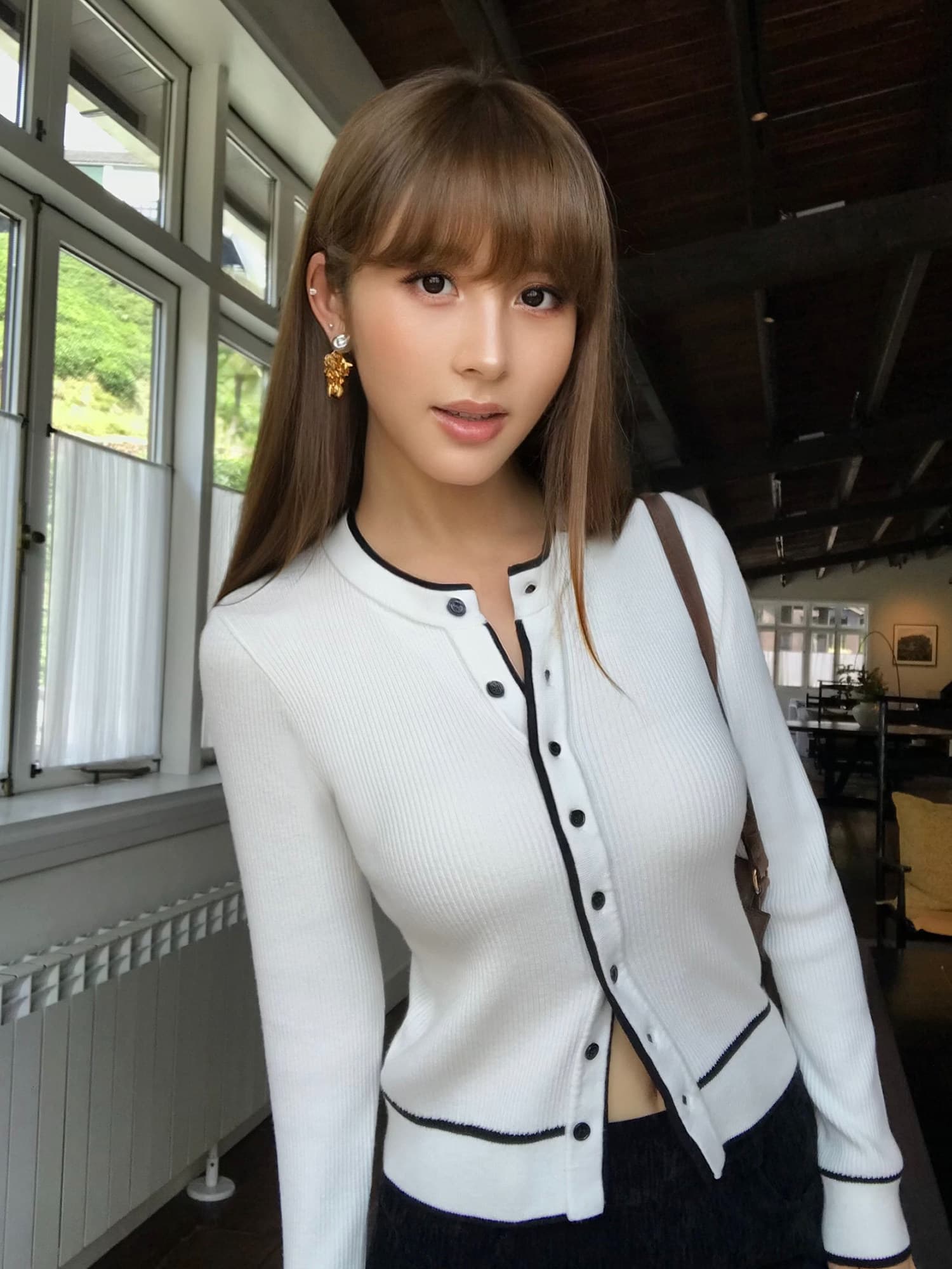 neva hu 천 골드 黛 서울 배색 패치워크 니트 오픈 가디건 여성 가을 몸매 가꾸기 기본 셔츠 품격 인사이드 잡아라. 의류