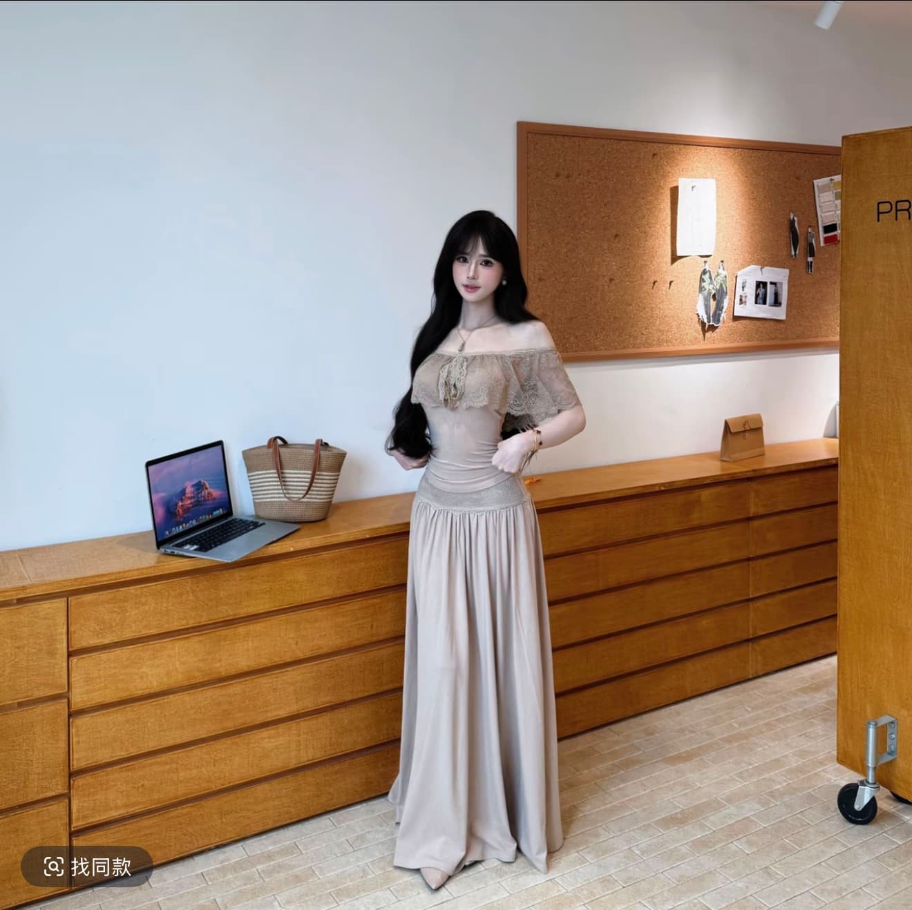 웨이 니켈 홈 안개 섬 부드러운 실 여름 새로운 일상 다용도 작은 대중 디자이너 슬림해 보이는 맨위 반 스커트 세트 이미지 4