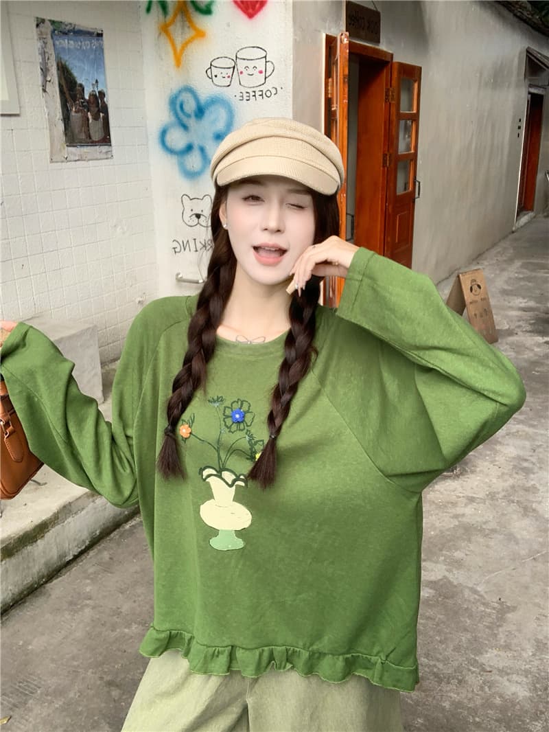 실사 일본식 귀여운 프린트 티셔츠 베스트 캐주얼 바지 상세 이미지 12