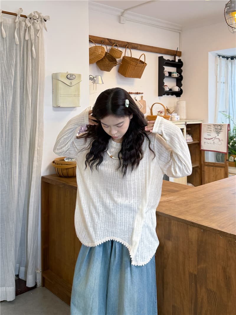 실사 꽃 스웨터 베스트 긴팔 티셔츠 청바지 상세 이미지 11