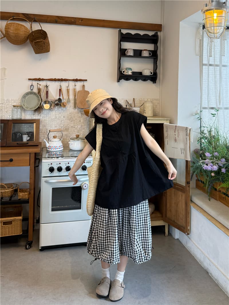 실사 셔츠 체크무늬 반신 스커트 상세 이미지 3