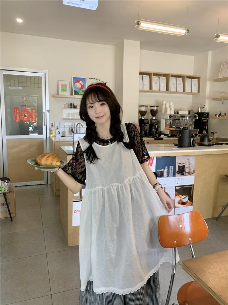실사 조끼 스커트 검정색 t+ 체크무늬 바지 상세 이미지 2