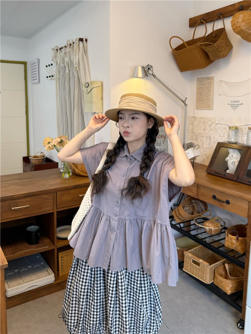 실사 셔츠 체크무늬 반 스커트 상세 이미지 5