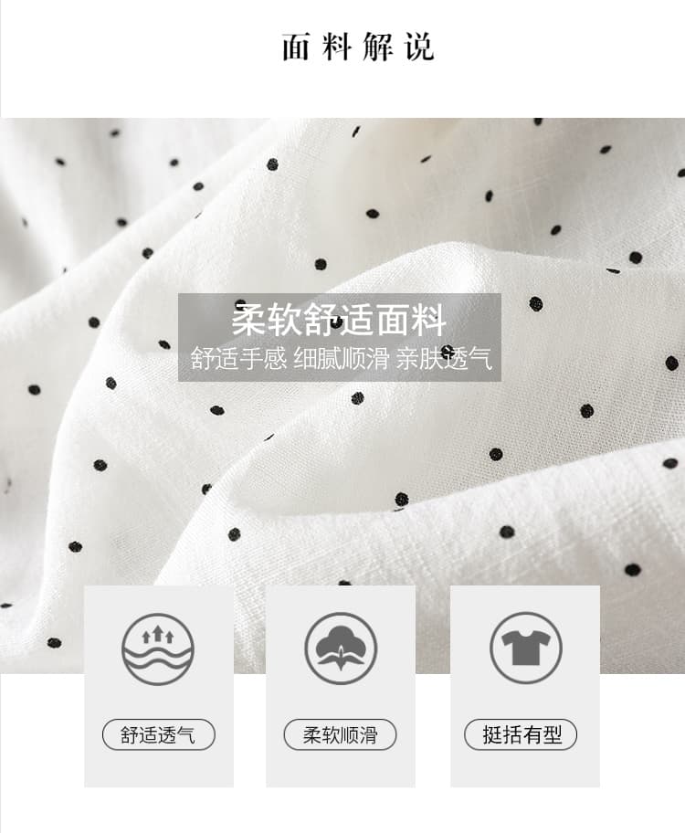 여름 새로운 레트로 작은 도트 무늬 萣 시스템 장대 비밀 허리밴드 펌프 로프 루즈핏 캐주얼 와이드 레그 팬츠 상세 이미지 6