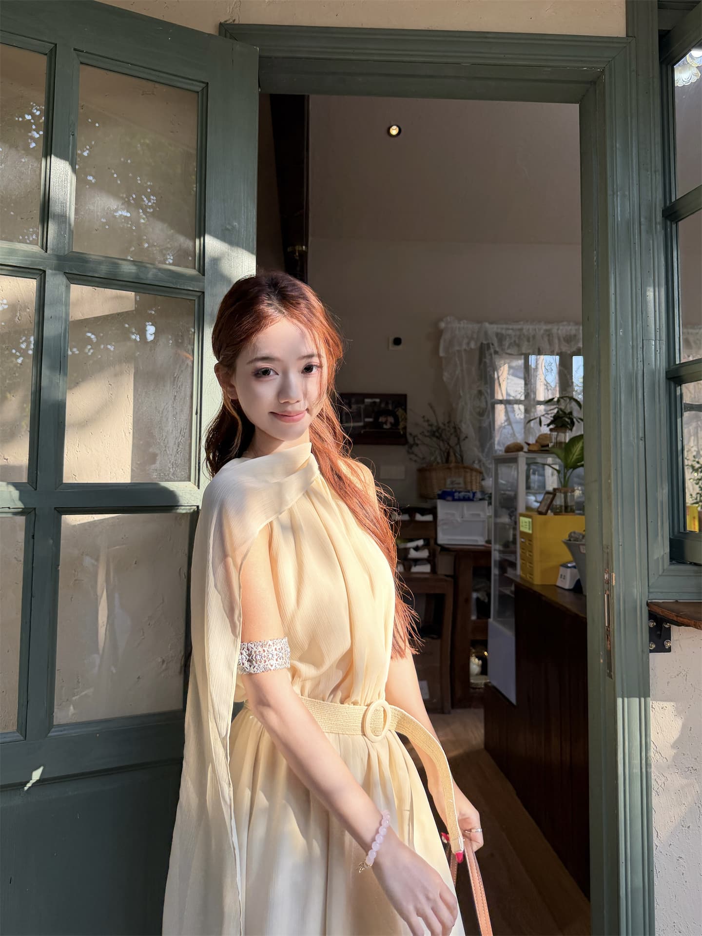 실사 한 부서 부드러운 바람이 아닙니다. 규칙 디자인 센스 허리 수축 민소매 드레스 상세 이미지 13