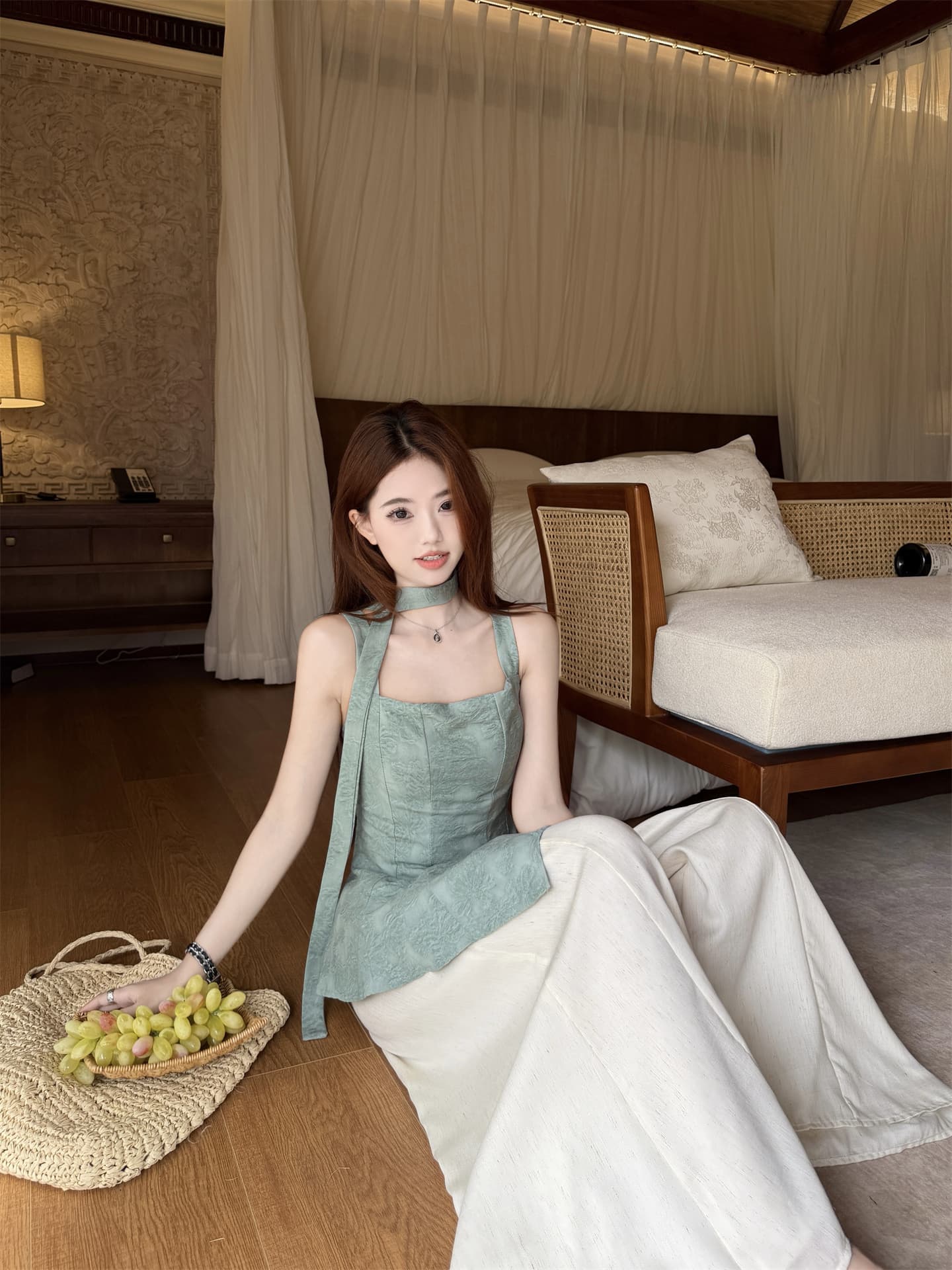 실사 리본 행침 목 캐미솔 고급 센스 품격 여름 외출용 고유 한 아름다운 민소매 맨위 상세 이미지 13