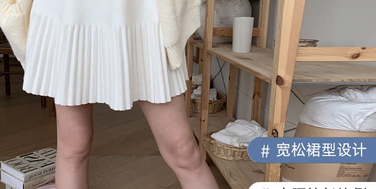 임산부 플리츠 새로운 털실 니트 원피스 여성 가을 겨울철 외출용 미니 스커트 다용도 한 마디 반신 스커트 미니 스커트 상세 이미지 6
