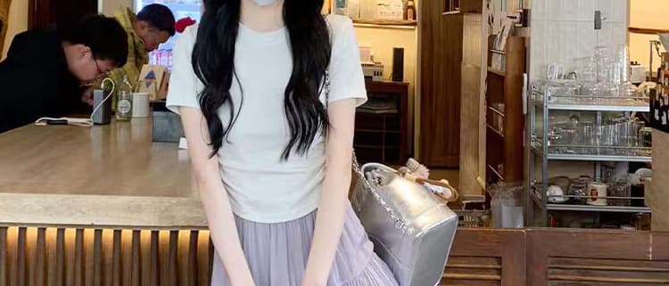 지금 임산부 반신 스커트 여성 여름 2026 년 새로운 슬림해 보이는 빅 플레어 스커트 백 주름 한 마디 우산 치마 케이크 드레스 상세 이미지 33