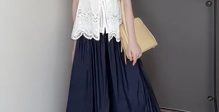 지금 2026 새로운 임산부 세트 완료 슈퍼 화재 여름 드레스 센 부서 품격 홀로우 아웃 Chic 작은 셔츠 와이드 레그 팬츠 착용 가져 가라. 세트 상세 이미지 33