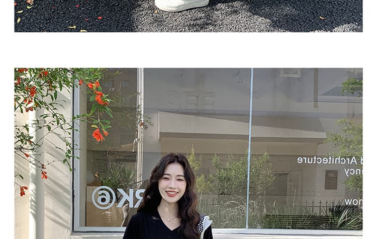 출산 착용 작은 대중 프릴 망사 패치워크 한국 스타일 니트 원피스 새로운 슬림해 보이는 Chic 고유 한 드레스 여름 상세 이미지 47