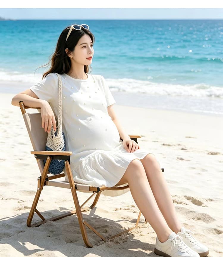 출산 착용 여름 드레스 2026 새로운 드레스 임신 엄마 프랑스식 착용 가져 가라. 패션 품격 달콤함 슬림해 보이는 여름 미니 스커트 상세 이미지 13