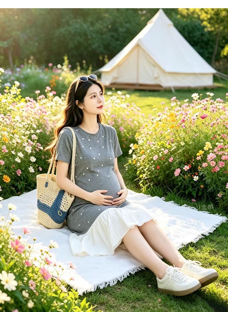 출산 착용 여름 드레스 2026 새로운 드레스 임신 엄마 프랑스식 착용 가져 가라. 패션 품격 달콤함 슬림해 보이는 여름 미니 스커트 상세 이미지 31