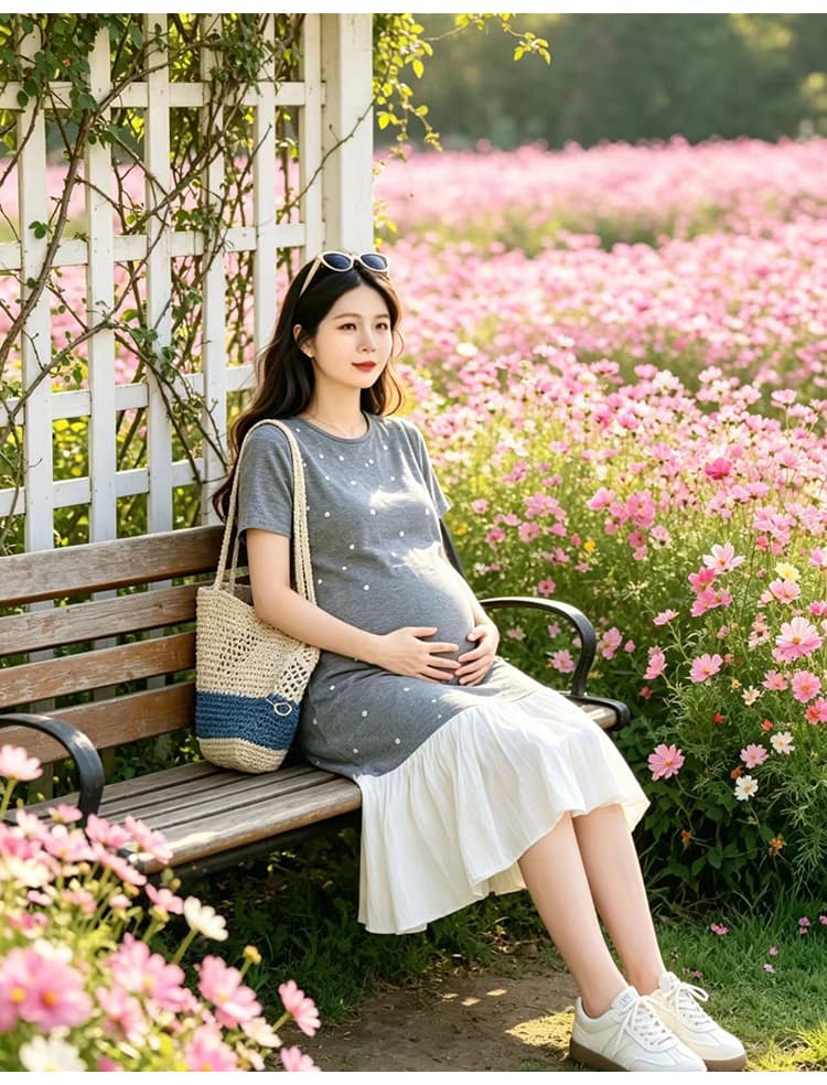 출산 착용 여름 드레스 2026 새로운 드레스 임신 엄마 프랑스식 착용 가져 가라. 패션 품격 달콤함 슬림해 보이는 여름 미니 스커트 상세 이미지 35