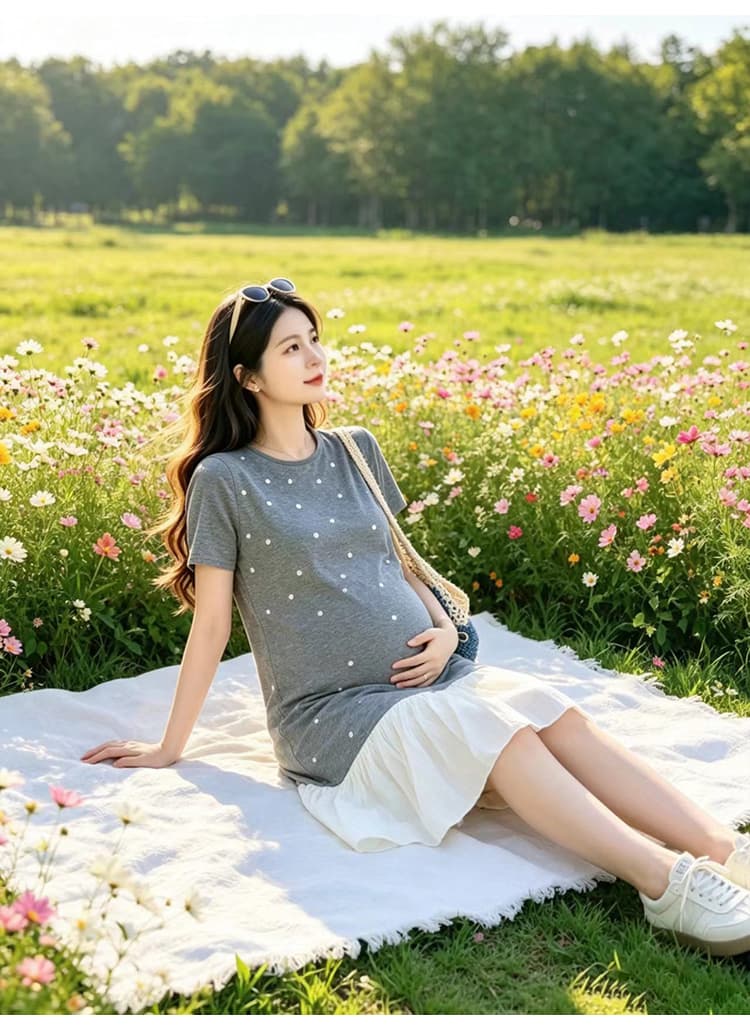 출산 착용 여름 드레스 2026 새로운 드레스 임신 엄마 프랑스식 착용 가져 가라. 패션 품격 달콤함 슬림해 보이는 여름 미니 스커트 상세 이미지 37