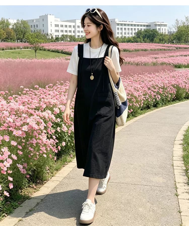 패션 캐주얼 연령 감소 멜빵 치마 세트 여성 출산 착용 2026 여름 새로운 외국 가스 착용 가져 가라. 가짜 2 피스 슈트 상세 이미지 27