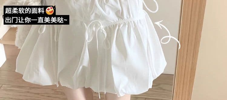 출산 스커트 여름 나비 매듭 스트랩 퍼프 치마 화이트 반신 스커트 한 마디 미니 스커트 꽃밭 치마 상세 이미지 25