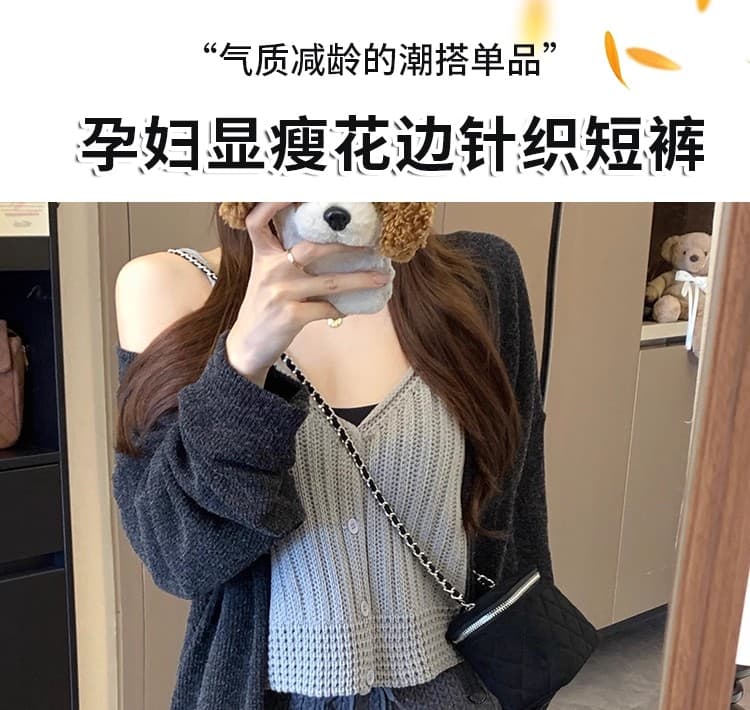임산부 반바지 여성 가을 겨울 외출용 털실 반바지 슈퍼 잘 생긴 목이버섯 레이스 타이트 슬림해 보이는 부츠 팬츠 만나는 바지 상세 이미지 1