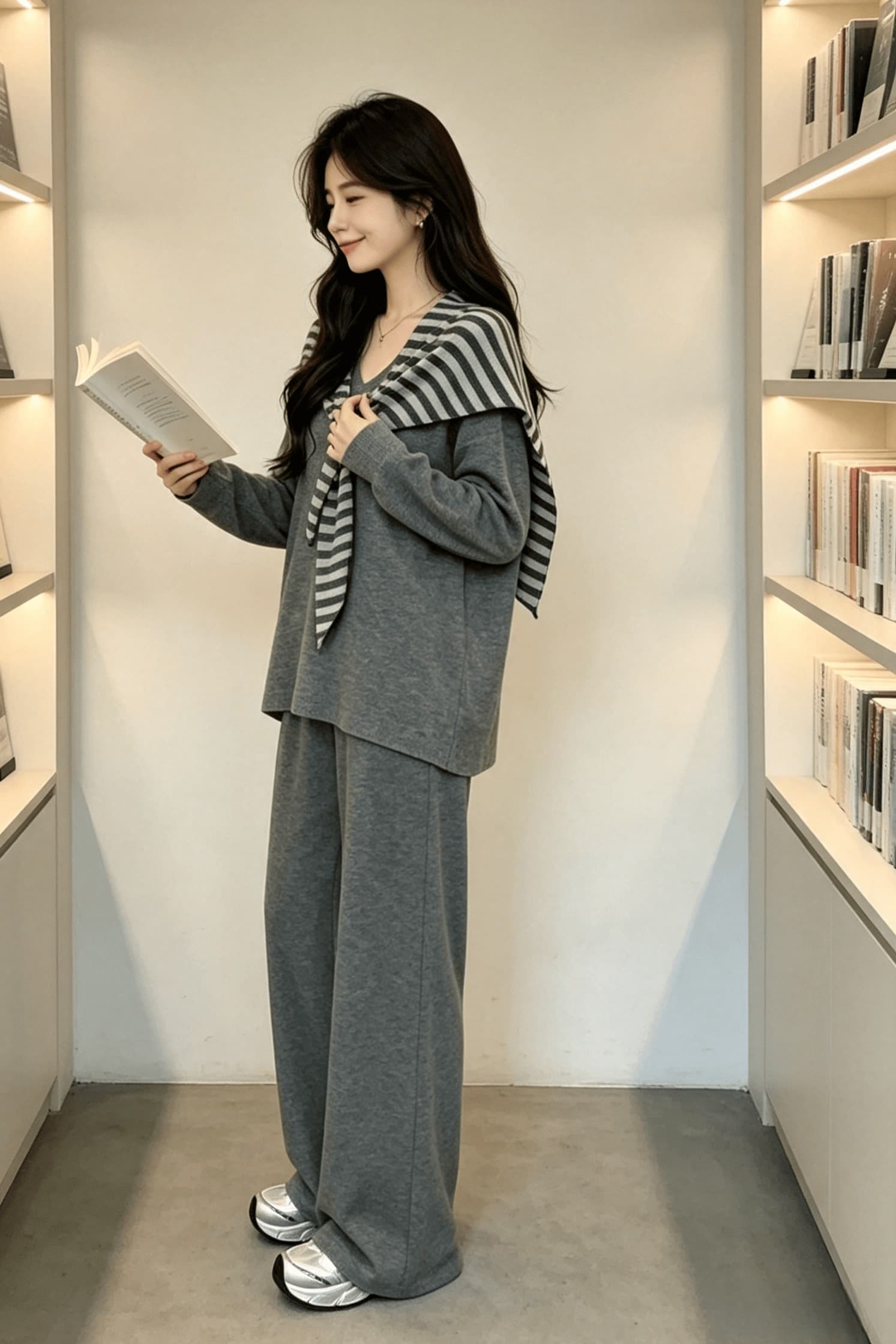 임산부 가을 겨울 의류 세트 2026 새로운 느긋한 바람 임신 엄마 고급 착용 가져 가라. 봄 가을 숄 맨위 전체 집합 이미지 6