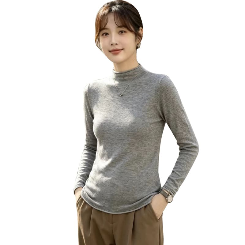 지금 출산 착용 2026 새로운 반하이넥 니트 스웨터 여성 이른 가을 외국 가스 다용도 긴팔 기본 셔츠 인사이드 잡아라. 의류 이미지 5