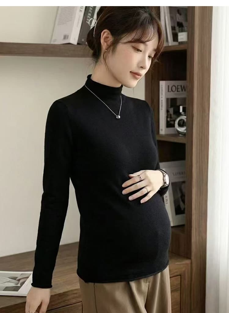지금 출산 착용 2026 새로운 반하이넥 니트 스웨터 여성 이른 가을 외국 가스 다용도 긴팔 기본 셔츠 인사이드 잡아라. 의류 상세 이미지 19