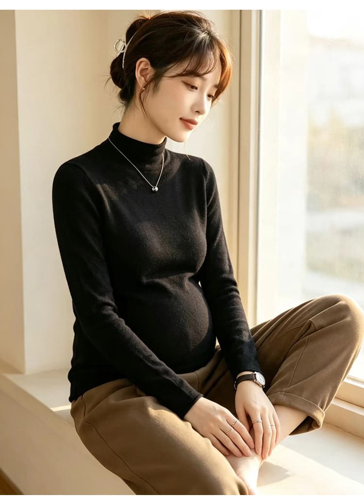 지금 출산 착용 2026 새로운 반하이넥 니트 스웨터 여성 이른 가을 외국 가스 다용도 긴팔 기본 셔츠 인사이드 잡아라. 의류 상세 이미지 24