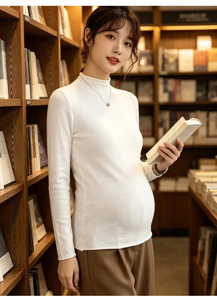 지금 출산 착용 2026 새로운 반하이넥 니트 스웨터 여성 이른 가을 외국 가스 다용도 긴팔 기본 셔츠 인사이드 잡아라. 의류 상세 이미지 33